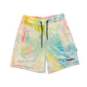 WB2 Native Tie Dye Velour Shorts Pastel Multicolor Casual Comfy Loungewear Small